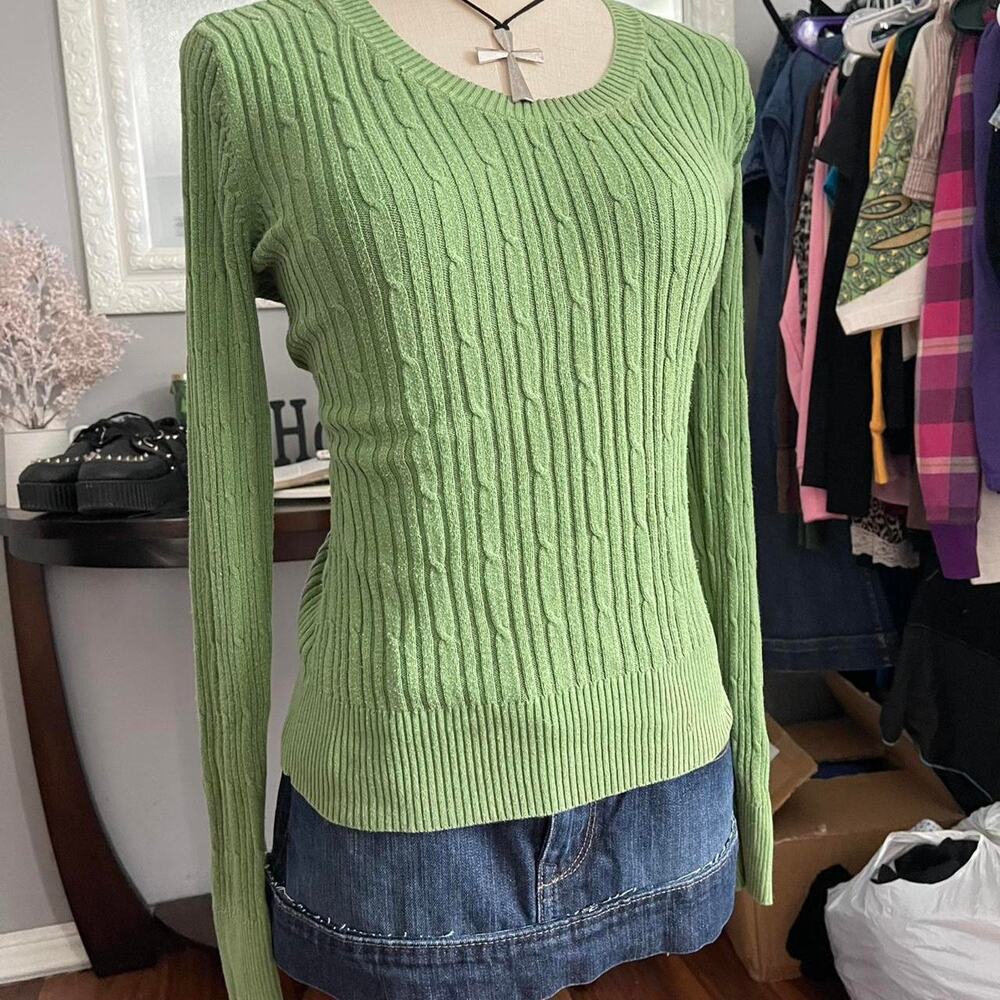 Y2k green knit sweater